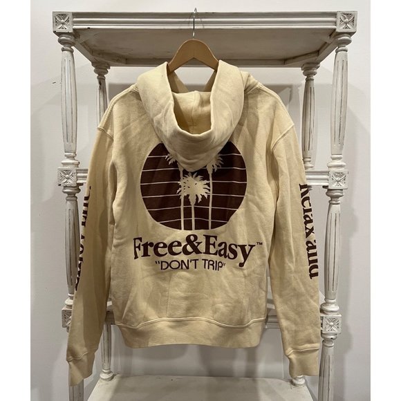 Free People Free & Easy Three Palms Heavy Fleece Hoodie in Natural Size XS - Picture 4 of 6
